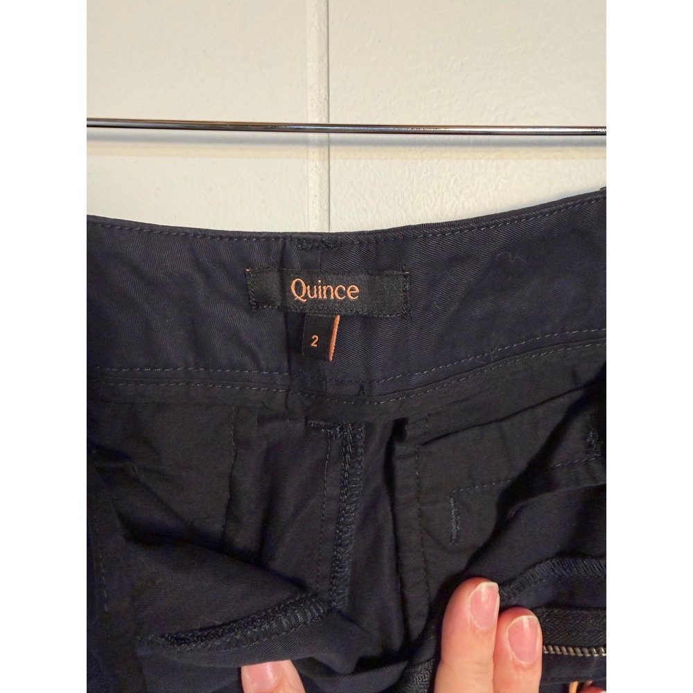 Preppy Quiet Luxury Quince Chino Shorts 2 Navy Cotton Mid Rise Summer Minimalist - Picture 8 of 8